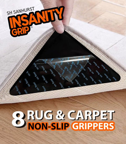 Insanity Grip Non - Slip Carpet Rug Grippers Safe For Hardwood Floors - 8 Pack - Removable & Traceless, - The Insanity Tape Store