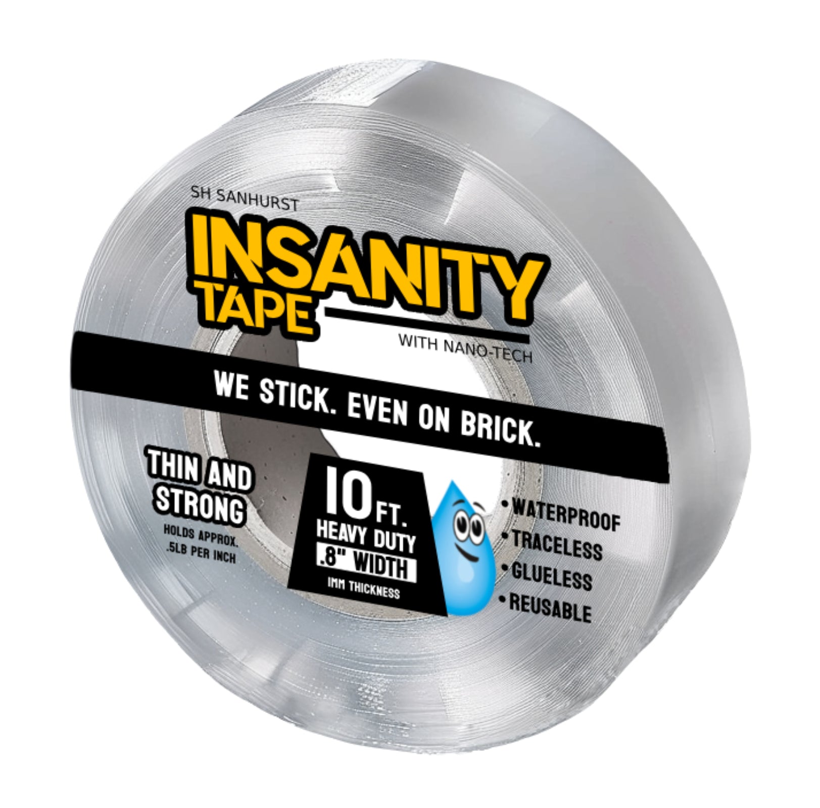 Insanity Tape Thin & Slim 10ft Double Sided Mounting Nano Tape - Reusable Traceless Adhesive Gel Tape - The Insanity Tape Store