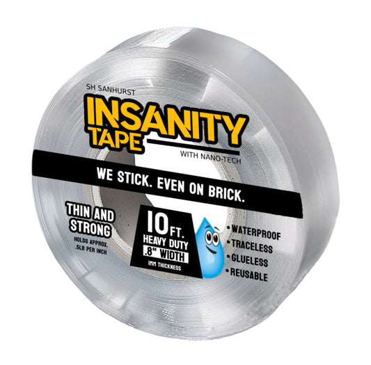 Insanity Tape Thin & Slim 10ft Double Sided Mounting Nano Tape - Reusable Traceless Adhesive Gel Tape - The Insanity Tape Store